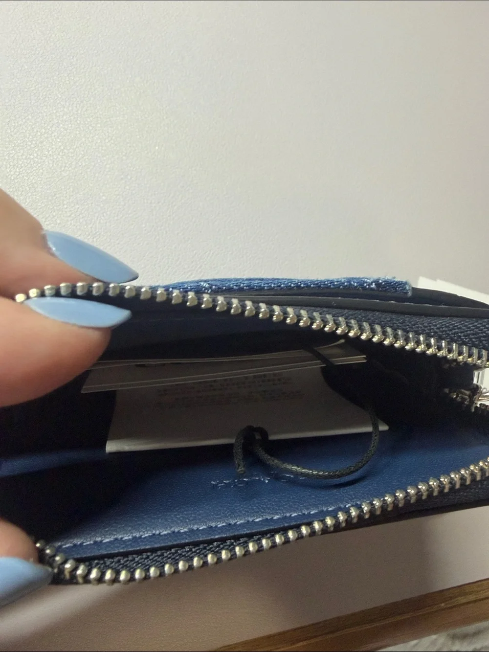 COACH Quilted Denim Card Case with Chain - Blue